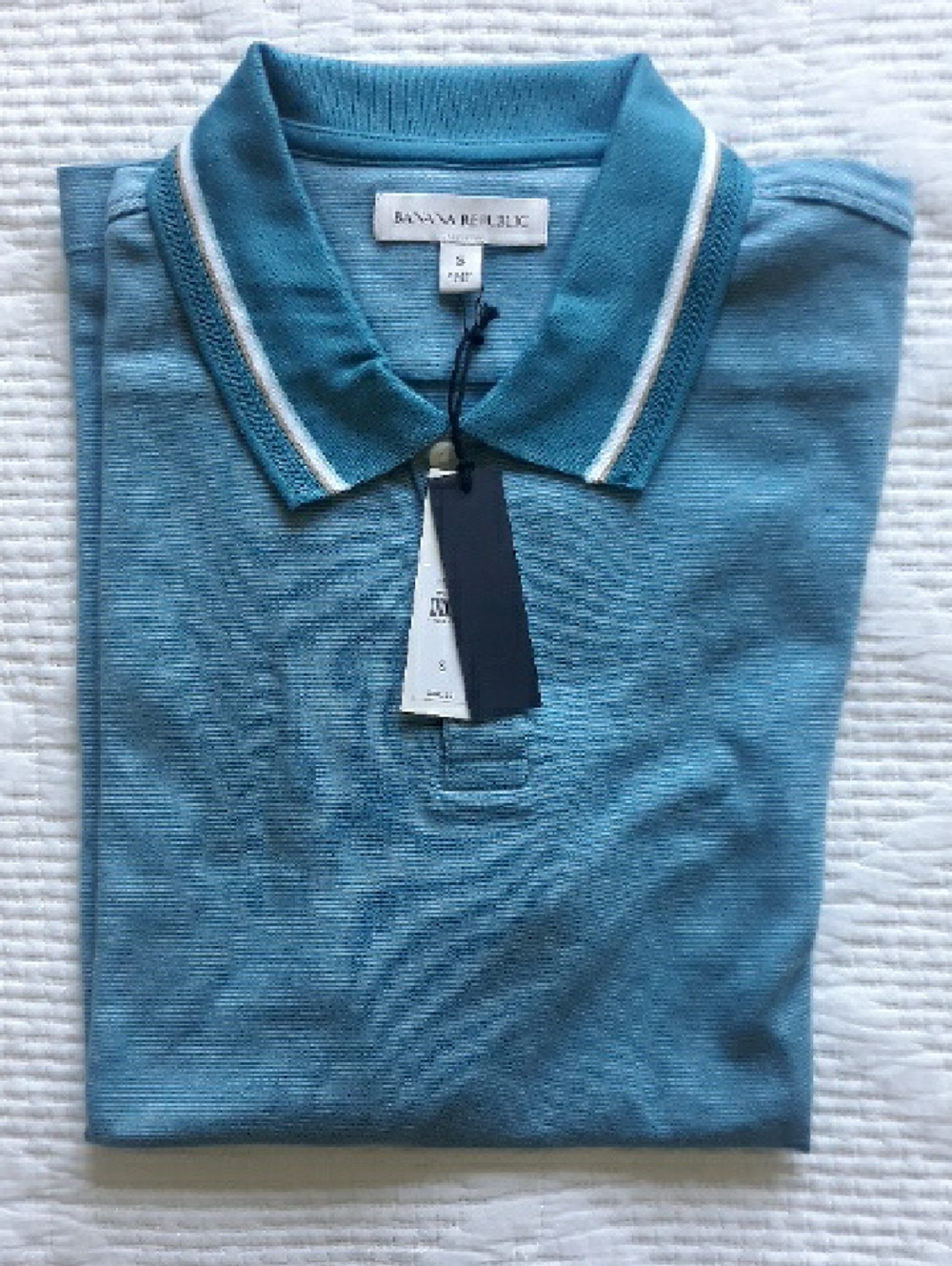 New Banana Republic Teal Polo with White Trim